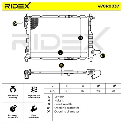 Radiator, Engine Cooling RIDEX 470R0037 470R0037 - photo 5
