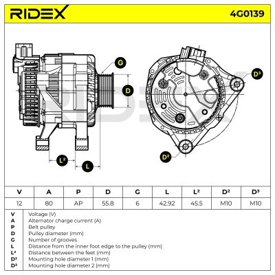 Alternator RIDEX 4G0139 4G0139 - photo 6