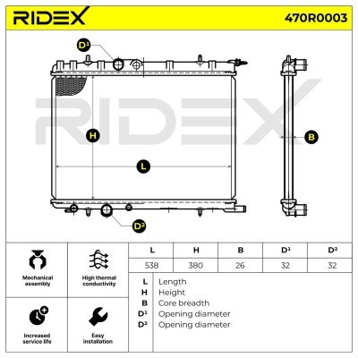 Radiator, Engine Cooling RIDEX 470R0003 470R0003 - photo 6