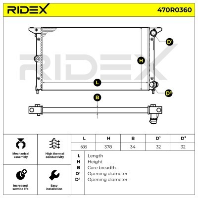 Radiator, Engine Cooling RIDEX 470R0360 470R0360 - photo 4