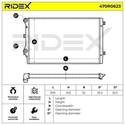 Radiator, Engine Cooling RIDEX 470R0623 470R0623 - photo 5