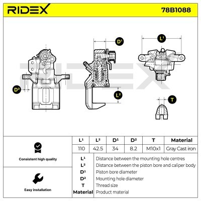 Brake Caliper RIDEX 78B1088 78B1088 - photo 6