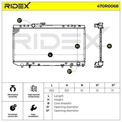 Radiator, Engine Cooling RIDEX 470R0068 470R0068 - photo 7