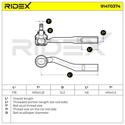 Tie Rod End RIDEX 914T0374 914T0374 - photo 6