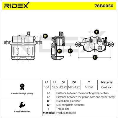 Brake Caliper RIDEX 78B0050 78B0050 - photo 5