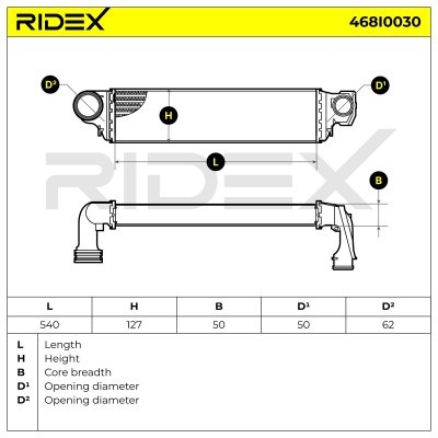 Intercooler, Charger RIDEX 468I0030 468I0030 - photo 5