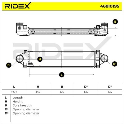 Intercooler, Charger RIDEX 468I0195 468I0195 - photo 5