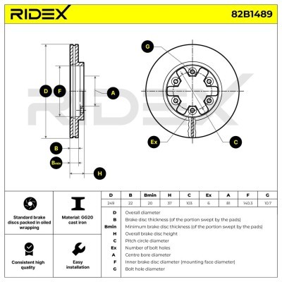 Brake Disc RIDEX 82B1489 82B1489 - photo 6