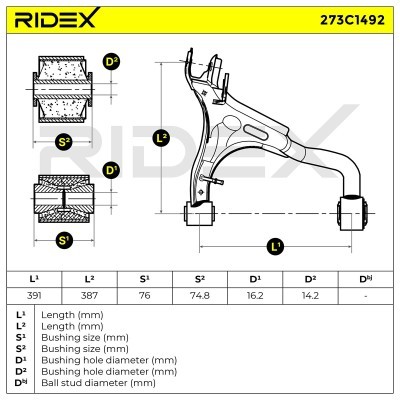 Control Arm RIDEX 273C1492 273C1492 - photo 8