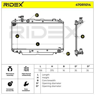 Radiator, Engine Cooling RIDEX 470R1014 470R1014 - photo 4