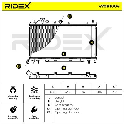 Radiator, Engine Cooling RIDEX 470R1004 470R1004 - photo 5