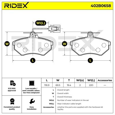 Brake Pads Set RIDEX 402B0658 402B0658 - photo 10