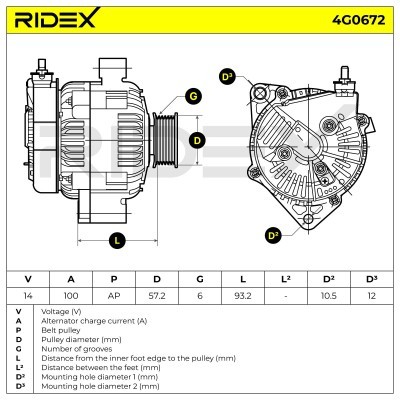 Alternator RIDEX 4G0672 4G0672 - photo 7