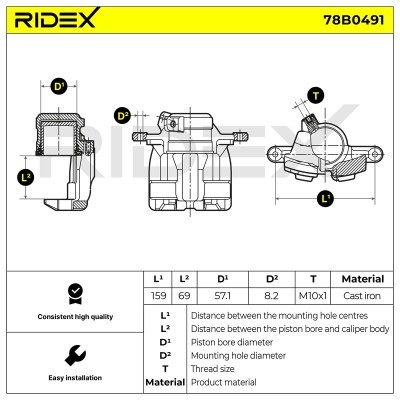 Brake Caliper RIDEX 78B0491 78B0491 - photo 5