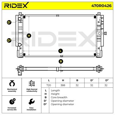 Radiator, Engine Cooling RIDEX 470R0426 470R0426 - photo 8