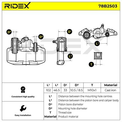 Brake Caliper RIDEX 78B2503 78B2503 - photo 6