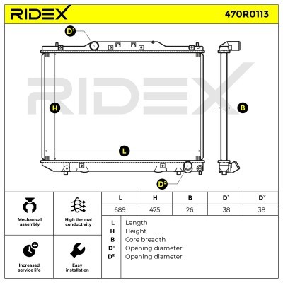 Radiator, Engine Cooling RIDEX 470R0113 470R0113 - photo 5