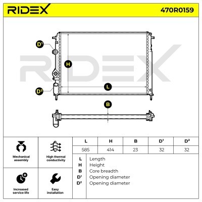 Radiator, Engine Cooling RIDEX 470R0159 470R0159 - photo 5
