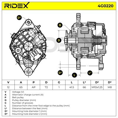 Alternator RIDEX 4G0220 4G0220 - photo 7