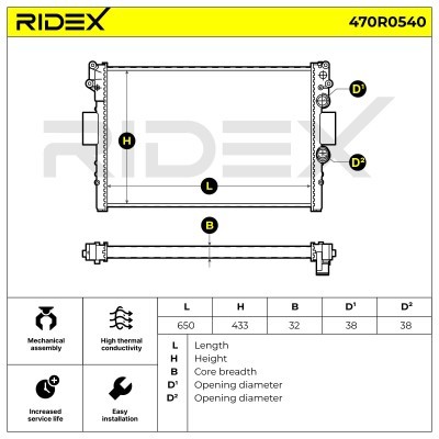 Radiator, Engine Cooling RIDEX 470R0540 470R0540 - photo 6