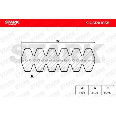 V-Ribbed Belt Stark SK-6PK1838 SK-6PK1838 - photo 3