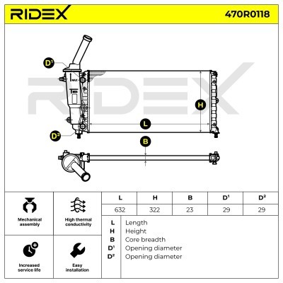Radiator, Engine Cooling RIDEX 470R0118 470R0118 - photo 7