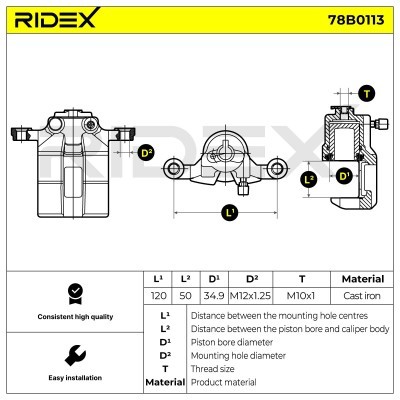 Brake Caliper RIDEX 78B0113 78B0113 - photo 4