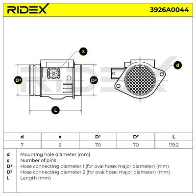 Air Mass Sensor RIDEX 3926A0044 3926A0044 - photo 6