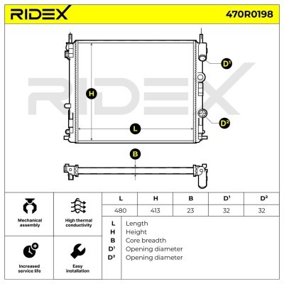 Radiator, Engine Cooling RIDEX 470R0198 470R0198 - photo 5