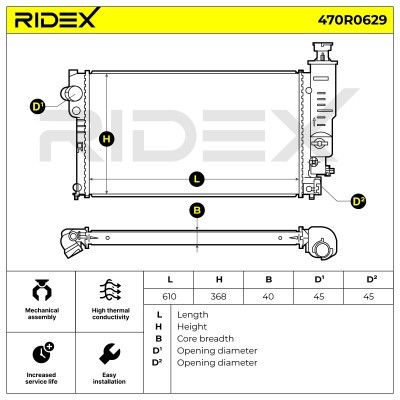 Radiator, Engine Cooling RIDEX 470R0629 470R0629 - photo 5