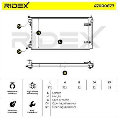Radiator, Engine Cooling RIDEX 470R0677 470R0677 - photo 5
