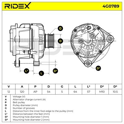 Alternator RIDEX 4G0789 4G0789 - photo 7