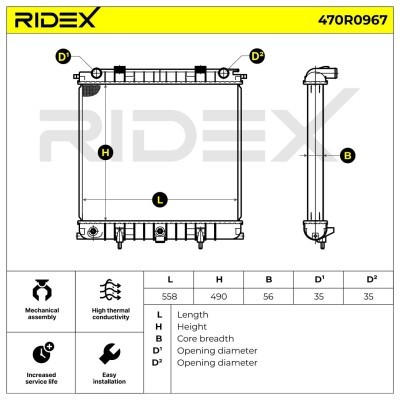 Radiator, Engine Cooling RIDEX 470R0967 470R0967 - photo 5
