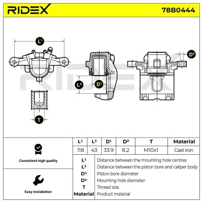 Brake Caliper RIDEX 78B0444 78B0444 - photo 6