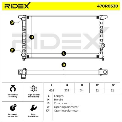 Radiator, Engine Cooling RIDEX 470R0530 470R0530 - photo 5