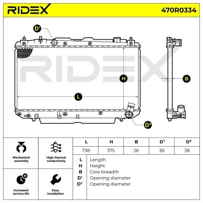 Radiator, Engine Cooling RIDEX 470R0334 470R0334 - photo 4