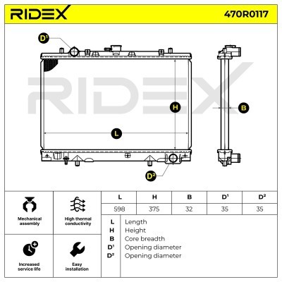Radiator, Engine Cooling RIDEX 470R0117 470R0117 - photo 4