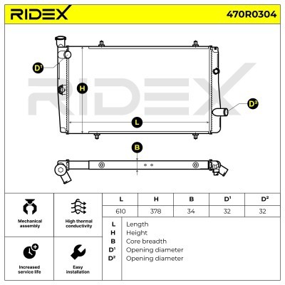 Radiator, Engine Cooling RIDEX 470R0304 470R0304 - photo 7
