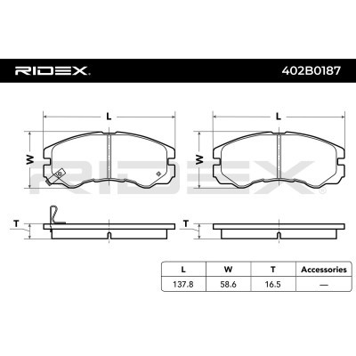 Brake Pads Set RIDEX 402B0187 402B0187 - photo 3