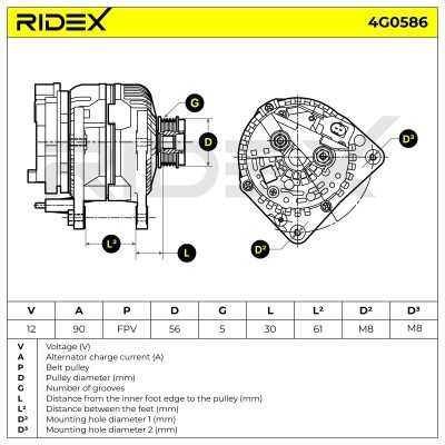 Alternator RIDEX 4G0586 4G0586 - photo 7