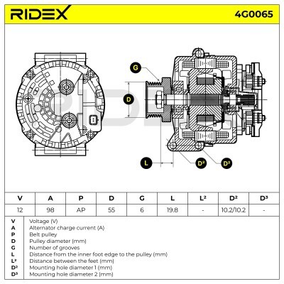 Alternator RIDEX 4G0065 4G0065 - photo 5