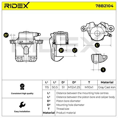 Brake Caliper RIDEX 78B2104 78B2104 - photo 6