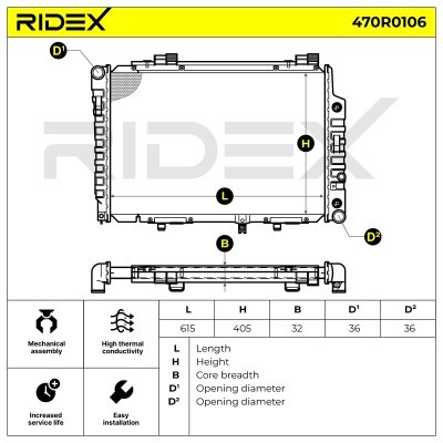 Radiator, Engine Cooling RIDEX 470R0106 470R0106 - photo 6