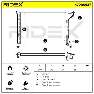 Radiator, Engine Cooling RIDEX 470R0627 470R0627 - photo 5
