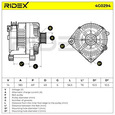 Alternator RIDEX 4G0294 4G0294 - photo 7