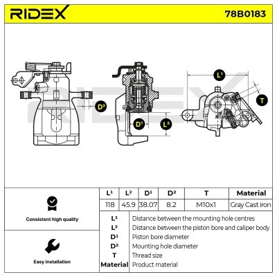 Brake Caliper RIDEX 78B0183 78B0183 - photo 2