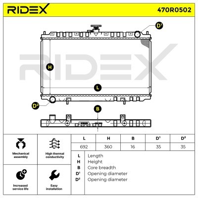 Radiator, Engine Cooling RIDEX 470R0502 470R0502 - photo 8
