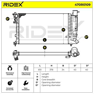 Radiator, Engine Cooling RIDEX 470R0109 470R0109 - photo 5