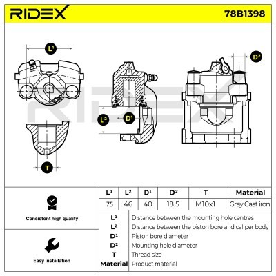 Brake Caliper RIDEX 78B1398 78B1398 - photo 6