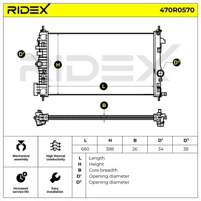 Radiator, Engine Cooling RIDEX 470R0570 470R0570 - photo 4